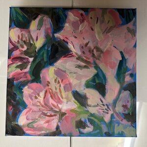 Original Abstract Floral Acrylic Painting on Stretched Canvas